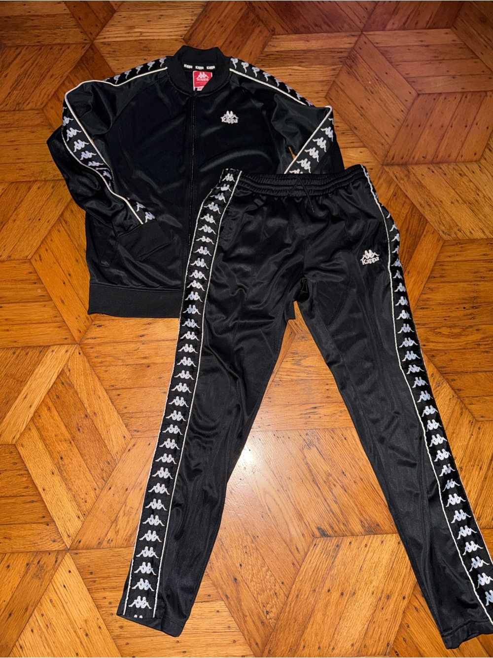 Kappa Black Logo Men’s Tape Sweatpants & Jacket Tracksuit